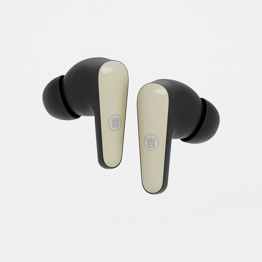 WP-130 Quad Mic ENC Wireless Earbuds in Beige side view